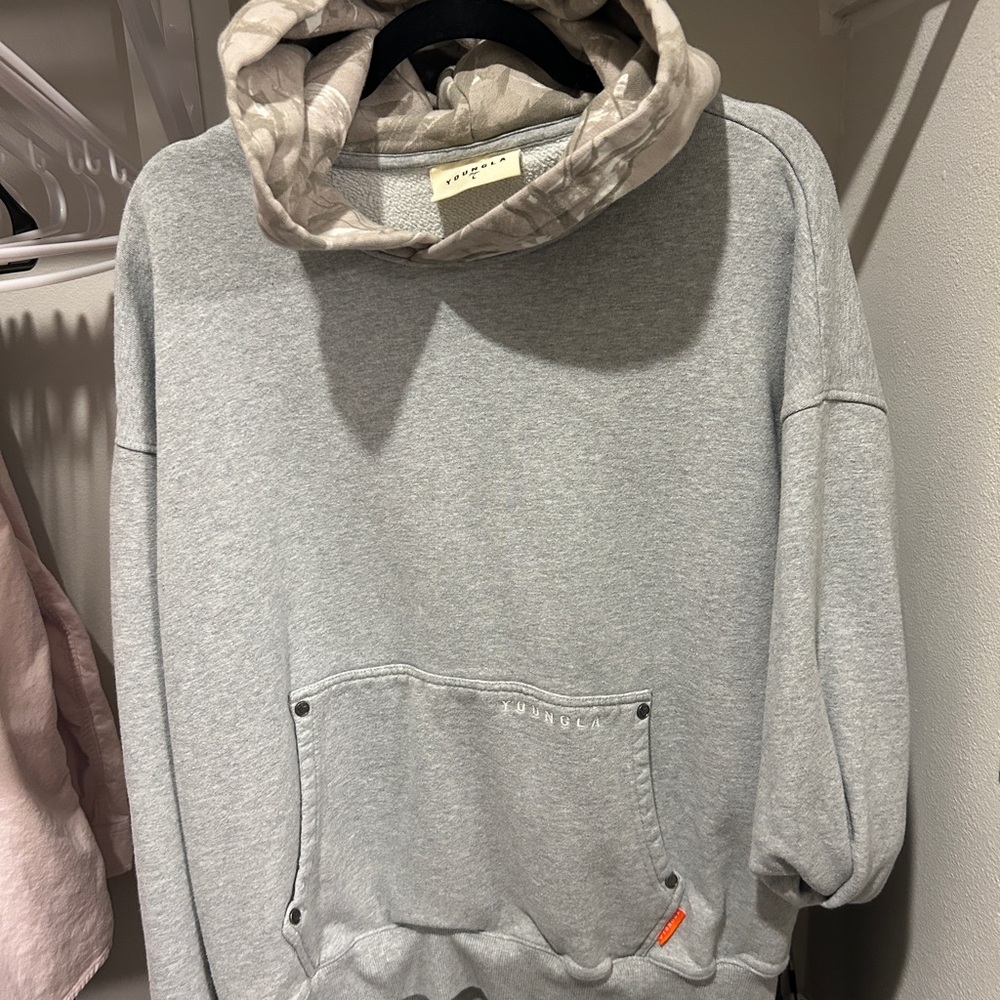 YoungLA Gray Hoodie with Camouflage Accents